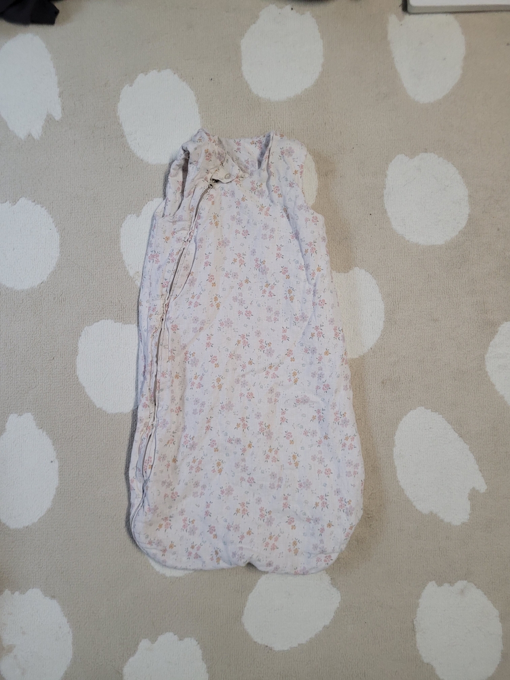 WildBird Floral Baby Sleep Sack - White with Pink and Cream Accents